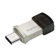 Transcend 256GB JetFlash 890, USB-C/USB 3.1 duální flash disk, malé rozměry, stříbrný kov, odolá prachu i vodě