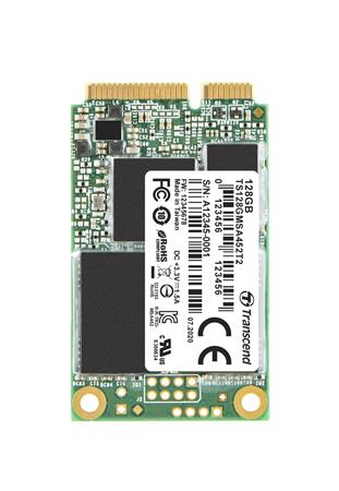 TRANSCEND MSA452T2 128GB Industrial 3K P/E SSD disk mSATA, SATA III 6Gb/s (3D TLC), 560MB/s R, 410MB/s W