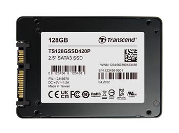 TRANSCEND SSD420P 128GB Industrial PLP (3K P/E) SSD disk 2.5" SATA3, MLC, Alumin